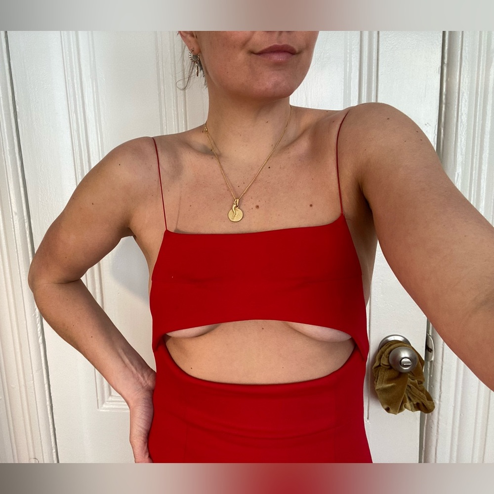 Red cut out dress